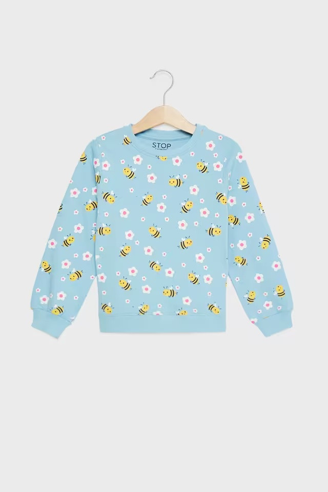 Light Blue Regular Fit Girls Sweatshirt