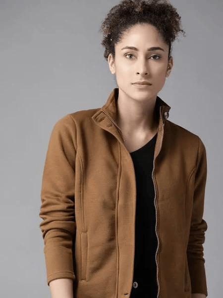 Women Brown Solid Tailored Jacket